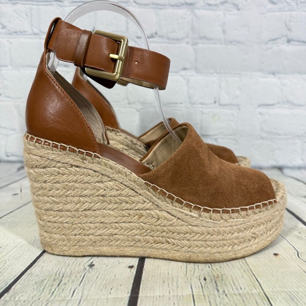 Marc Fisher Espadrille Sandals Women Size 8 Brown Colorblock Cottage Boho Shoes